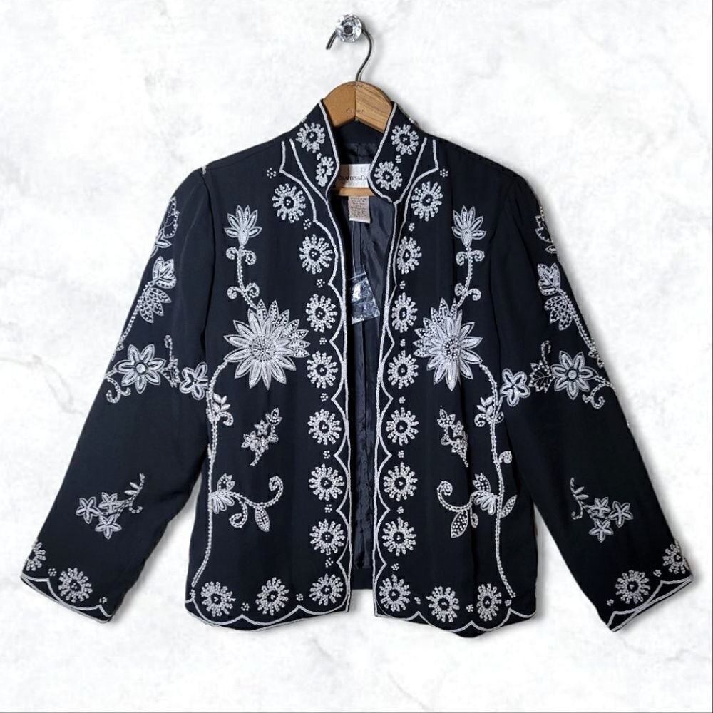 Draper's & Damon's Petites Beaded Embroidered Lightweight Formal Jacket NWT